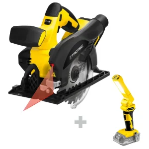 Akumulatorowa pilarka tarczowa PCSS 10-20V plus Lampa robocza PWLS10